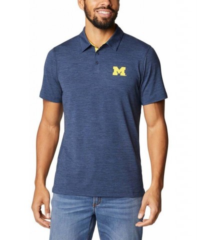 Men's Navy Michigan Wolverines Tech Trail Space Dye Omni-Shade Polo $30.55 Polo Shirts