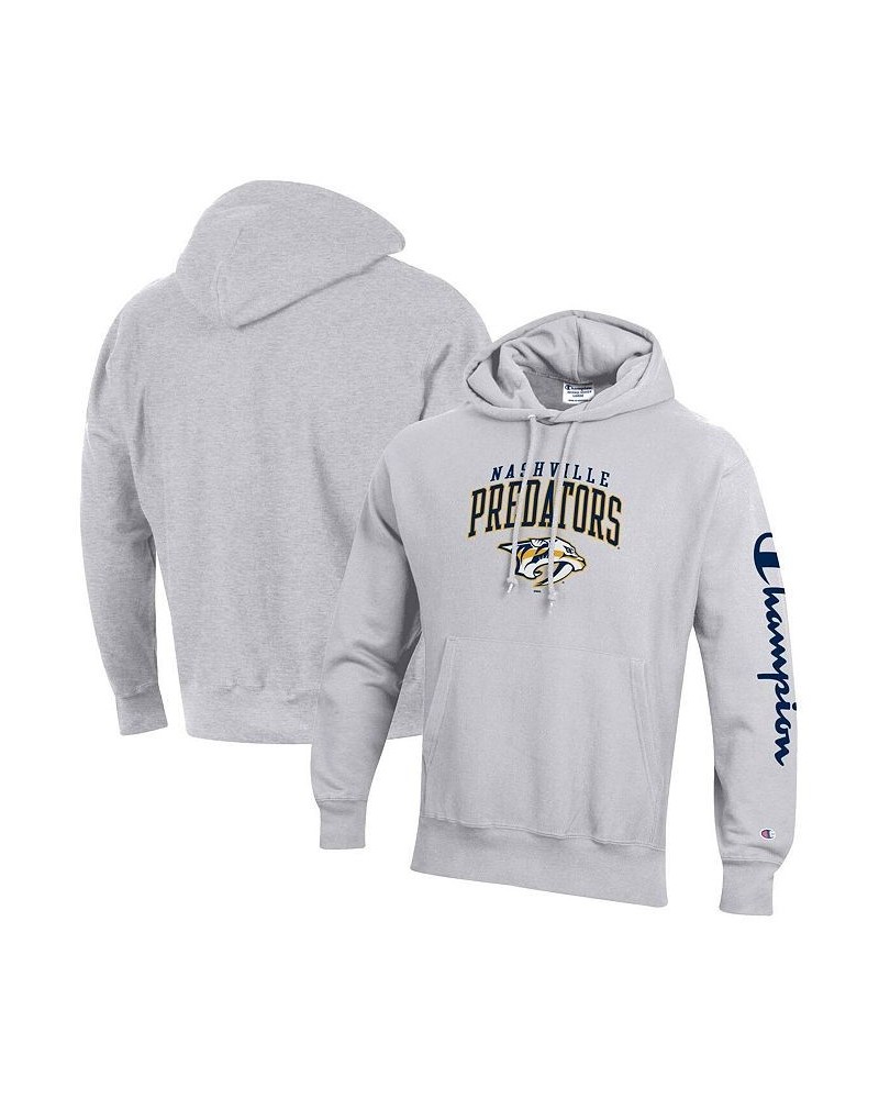 Men's Heather Gray Nashville Predators Reverse Weave Pullover Hoodie $32.56 Sweatshirt