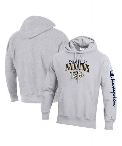 Men's Heather Gray Nashville Predators Reverse Weave Pullover Hoodie $32.56 Sweatshirt