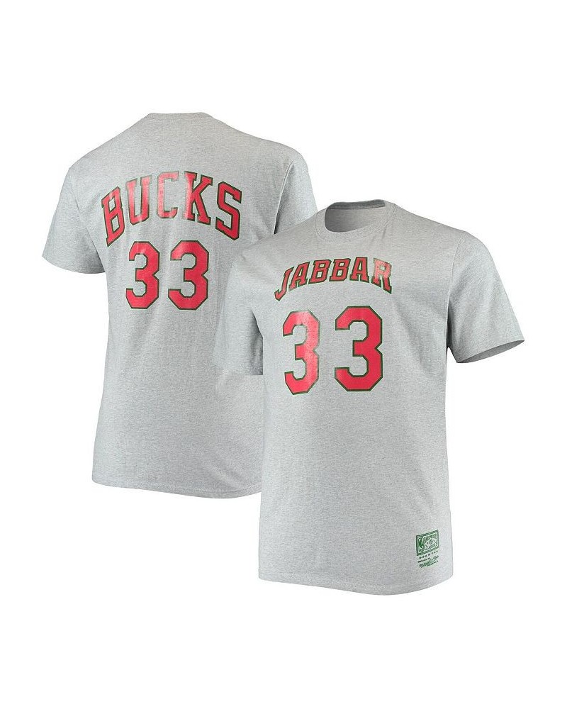 Men's Kareem Abdul-Jabbar Heathered Gray Milwaukee Bucks Big & Tall Hardwood Classics Name and Number T-shirt $27.60 T-Shirts