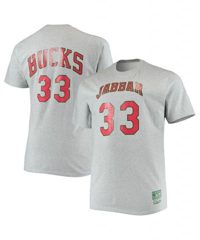 Men's Kareem Abdul-Jabbar Heathered Gray Milwaukee Bucks Big & Tall Hardwood Classics Name and Number T-shirt $27.60 T-Shirts