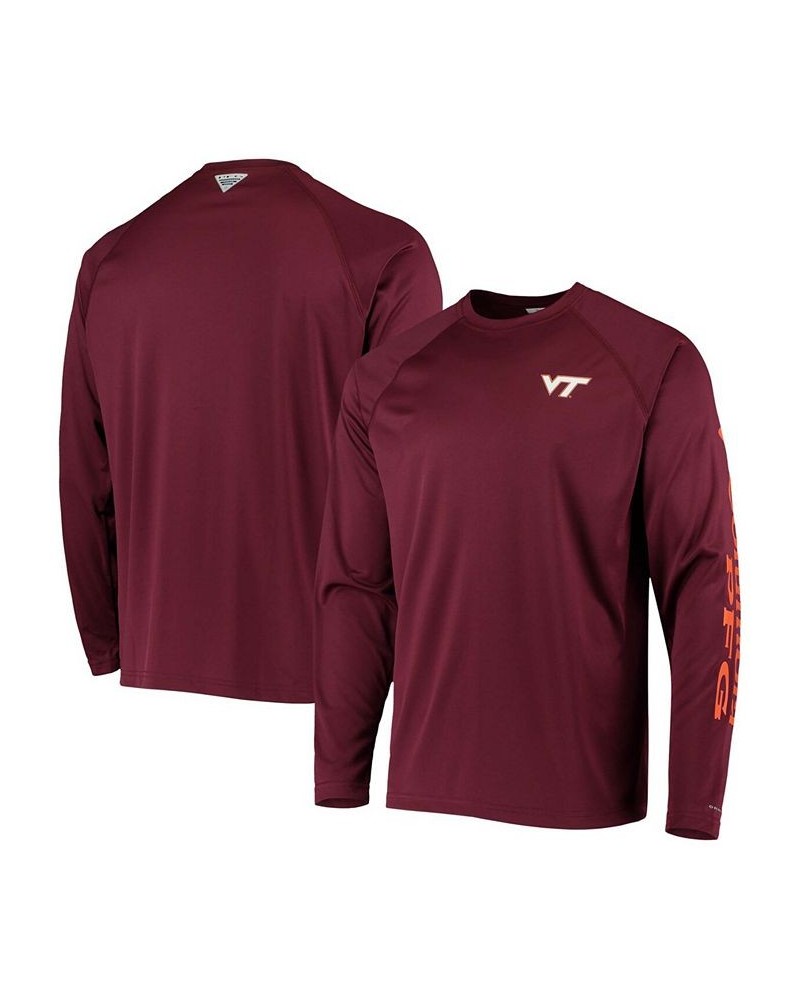 Men's PFG Maroon Virginia Tech Hokies Terminal Tackle Omni-Shade Long Sleeve T-shirt $24.50 T-Shirts