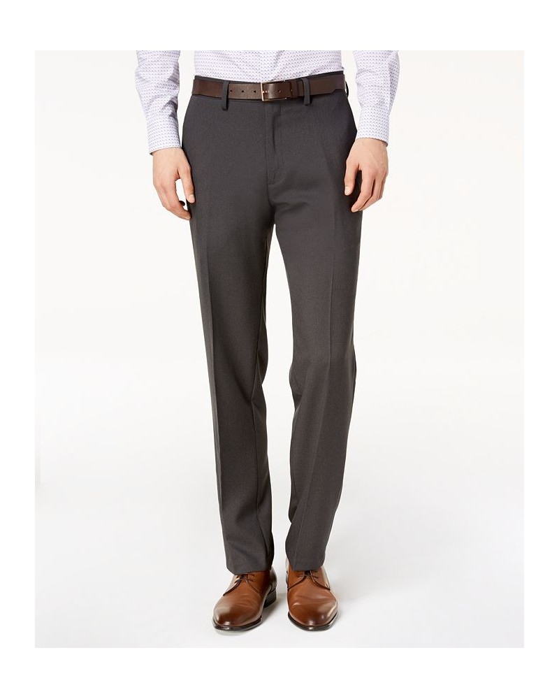 Men's Modern-Fit Micro-Check Dress Pants Charcoal $19.68 Pants