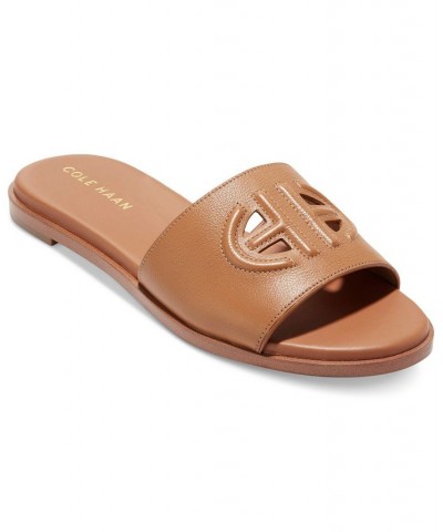 Women's Flynn Logo Slide Sandals Brown $58.50 Shoes