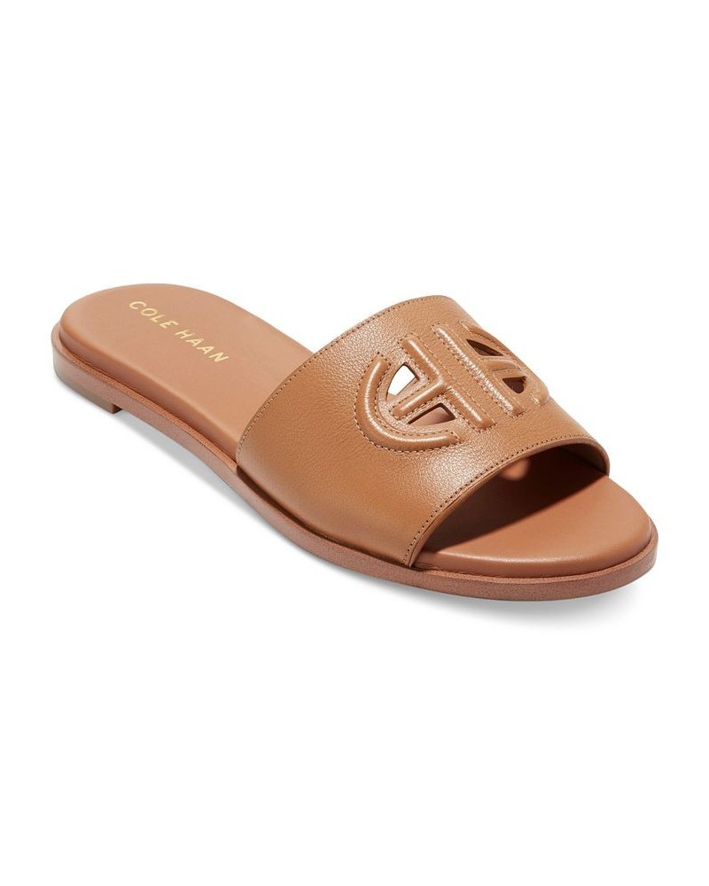 Women's Flynn Logo Slide Sandals Brown $58.50 Shoes