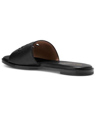 Women's Flynn Logo Slide Sandals Brown $58.50 Shoes