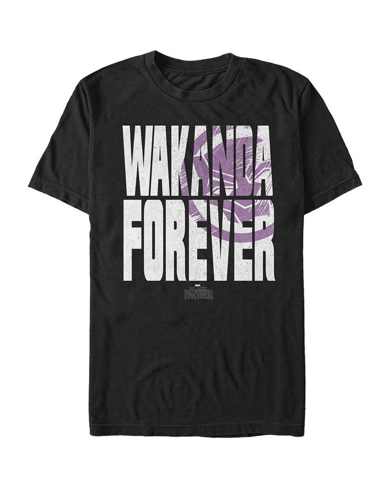 Marvel Men's Black Panther Wakanda Forever Panther Logo Short Sleeve T-Shirt Black $16.10 T-Shirts