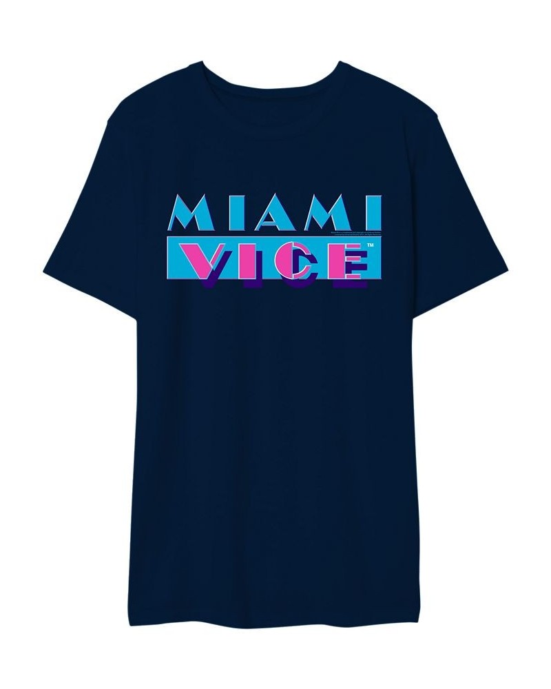 Miami Vice Men's Logo Graphic Tshirt Blue $14.70 T-Shirts