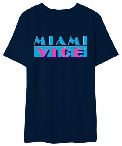 Miami Vice Men's Logo Graphic Tshirt Blue $14.70 T-Shirts