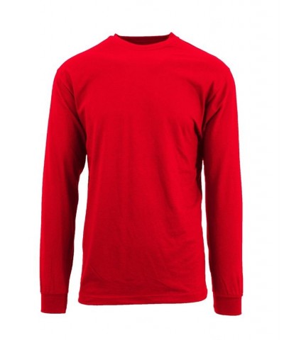 Men's Egyptian Cotton-Blend Long Sleeve Crew Neck Tee Red $15.39 T-Shirts