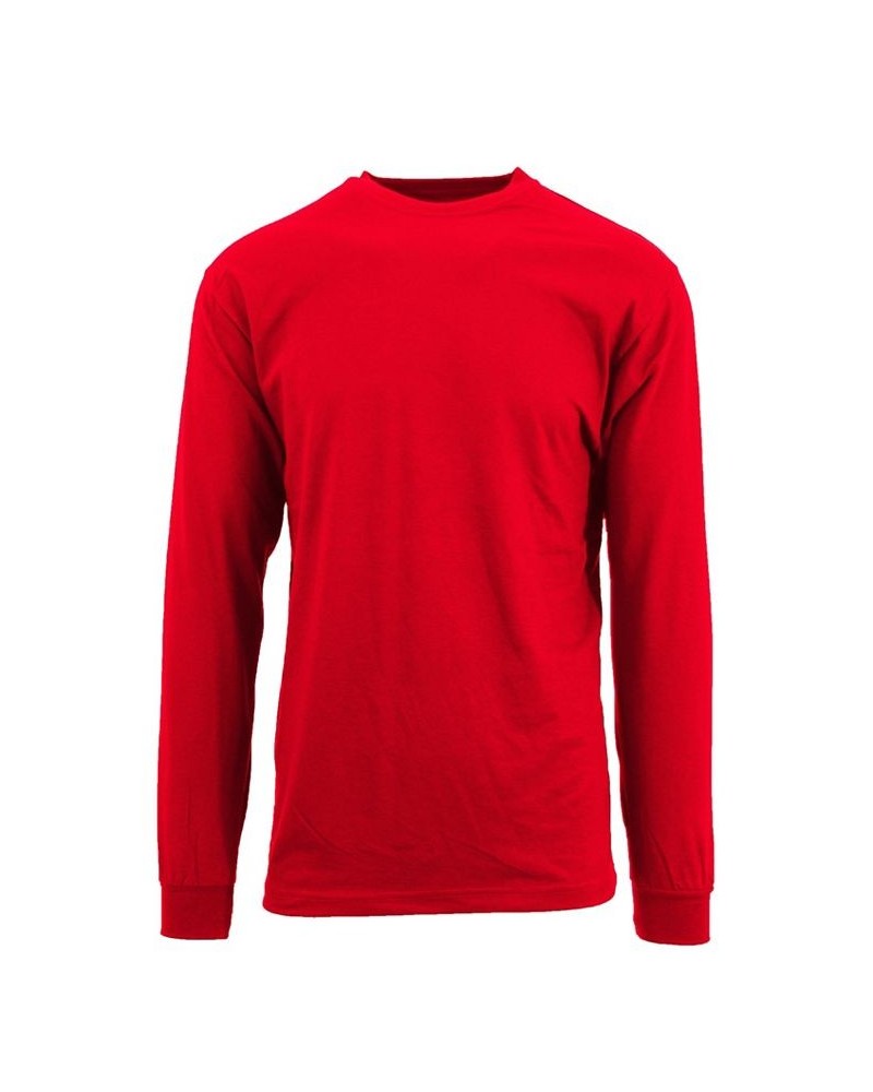 Men's Egyptian Cotton-Blend Long Sleeve Crew Neck Tee Red $15.39 T-Shirts