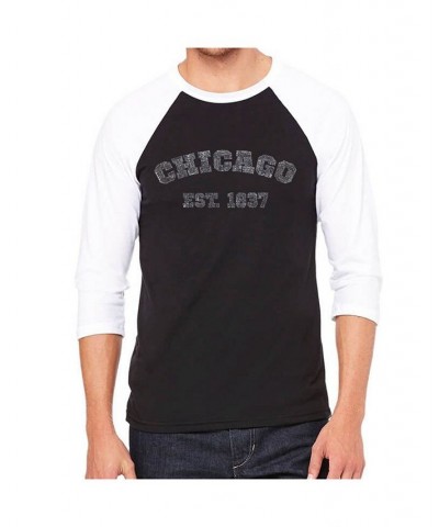 Chicago 1837 Men's Raglan Word Art T-shirt Black $24.74 T-Shirts