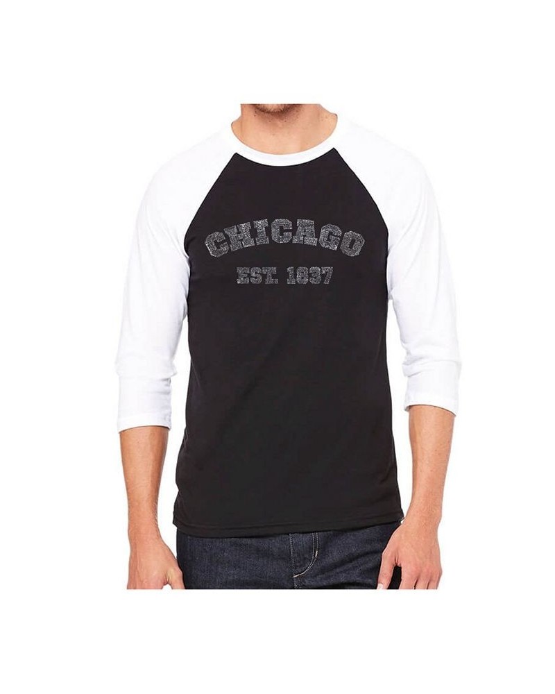 Chicago 1837 Men's Raglan Word Art T-shirt Black $24.74 T-Shirts