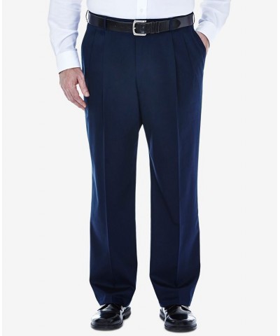 Men's Big & Tall Premium No Iron Khaki Classic-Fit Pleated Hidden Expandable Waistband Pants Blue $27.50 Pants