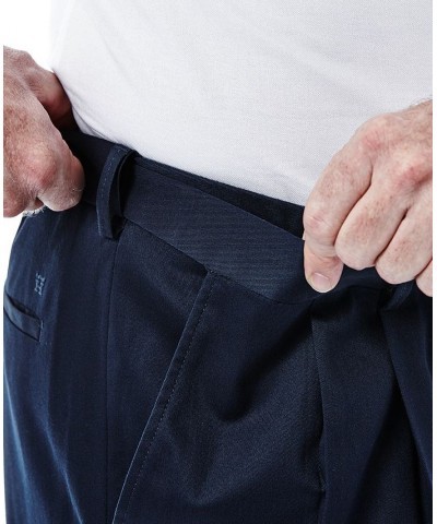 Men's Big & Tall Premium No Iron Khaki Classic-Fit Pleated Hidden Expandable Waistband Pants Blue $27.50 Pants