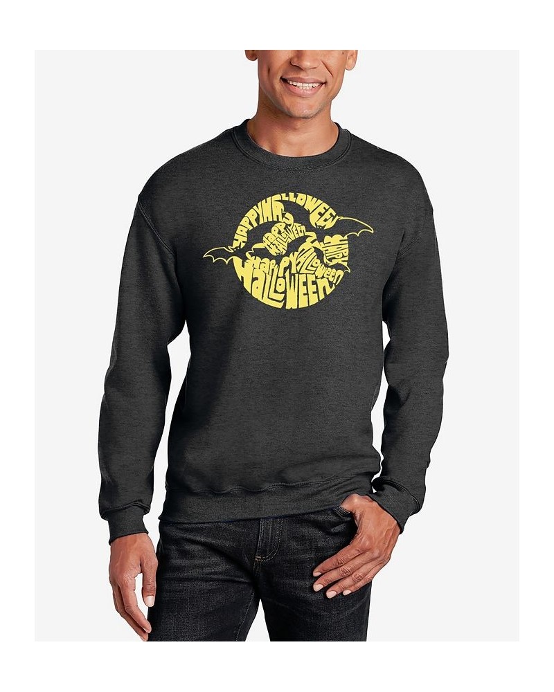 Men's Halloween Bats Word Art Crewneck Sweatshirt Gray $22.00 Sweatshirt