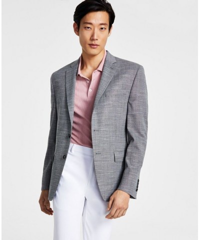 Men's Classic-Fit UltraFlex Stretch Grey Plaid Sport Coat Black $64.00 Blazers