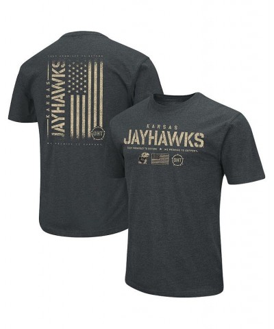 Men's Heathered Black Kansas Jayhawks OHT Military-Inspired Appreciation Flag 2.0 T-shirt $24.29 T-Shirts