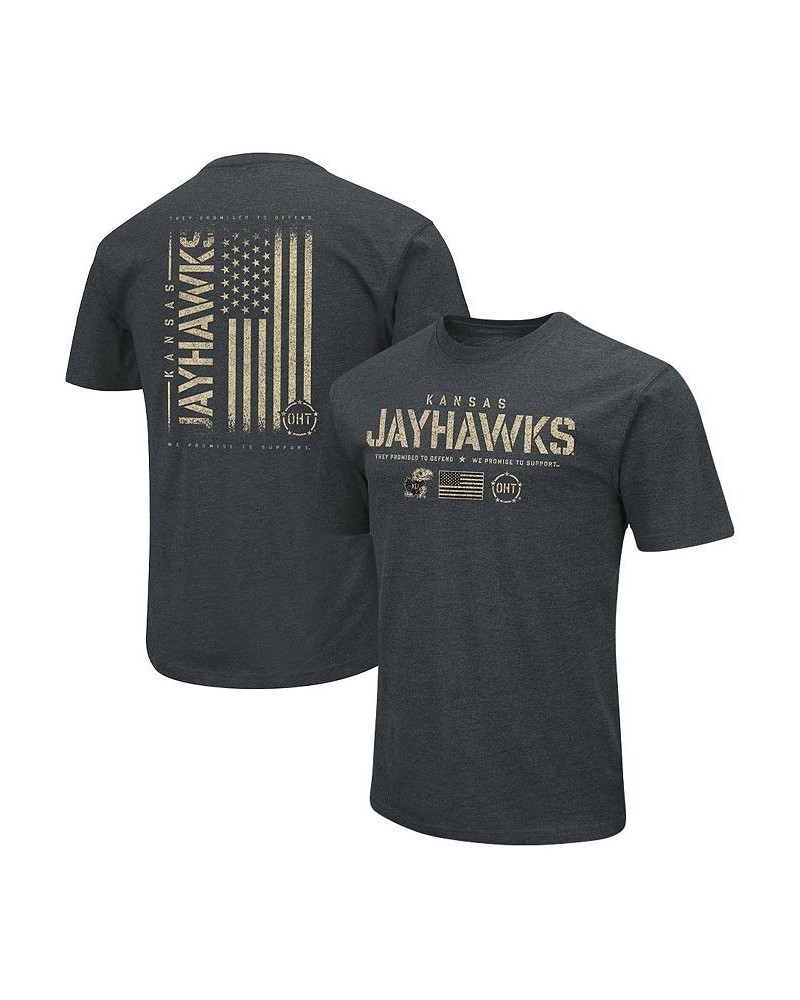 Men's Heathered Black Kansas Jayhawks OHT Military-Inspired Appreciation Flag 2.0 T-shirt $24.29 T-Shirts