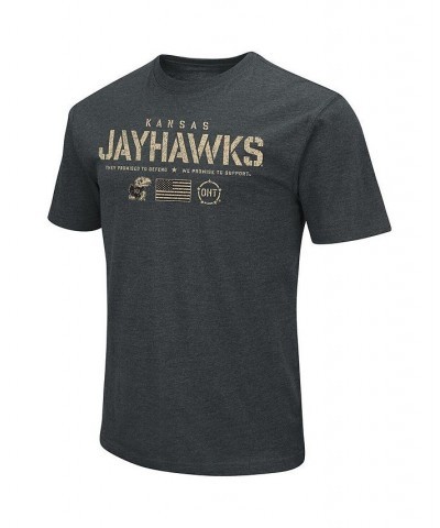 Men's Heathered Black Kansas Jayhawks OHT Military-Inspired Appreciation Flag 2.0 T-shirt $24.29 T-Shirts