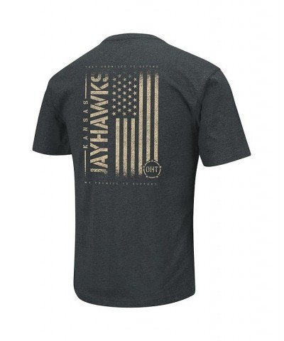 Men's Heathered Black Kansas Jayhawks OHT Military-Inspired Appreciation Flag 2.0 T-shirt $24.29 T-Shirts