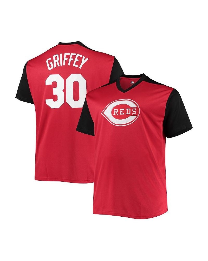 Men's Ken Griffey Jr. Red, Black Cincinnati Reds Cooperstown Collection Big and Tall Replica Player Jersey $43.45 Jersey