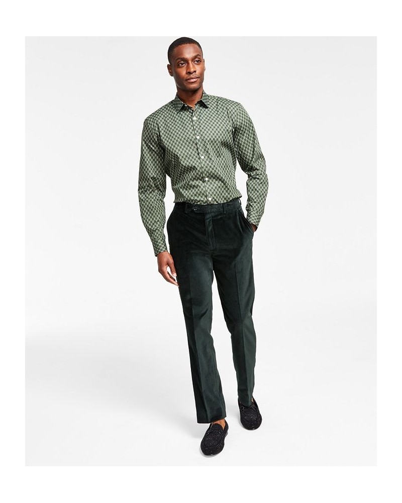 Men's Slim-Fit Velvet Dress Pants Green $19.20 Pants