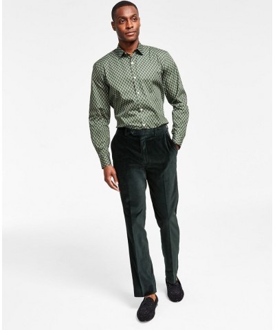 Men's Slim-Fit Velvet Dress Pants Green $19.20 Pants