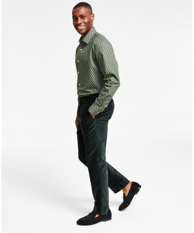 Men's Slim-Fit Velvet Dress Pants Green $19.20 Pants