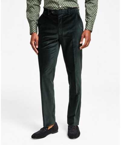 Men's Slim-Fit Velvet Dress Pants Green $19.20 Pants