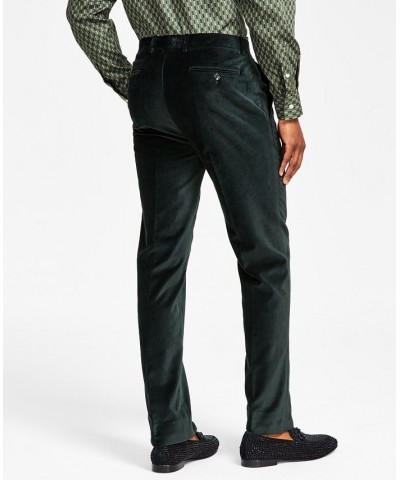 Men's Slim-Fit Velvet Dress Pants Green $19.20 Pants