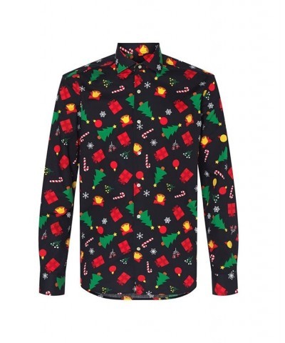 Men's Christmas Icons Black Christmas Shirt $24.00 Dress Shirts