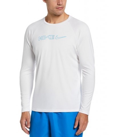 Men's Logo Swoosh Long-Sleeve Hydroguard Shirt White $29.58 Swimsuits