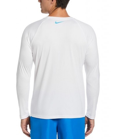 Men's Logo Swoosh Long-Sleeve Hydroguard Shirt White $29.58 Swimsuits