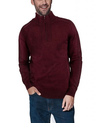 Men's Quarter-Zip Pullover Sweater Burgundy Marled $25.49 Sweaters