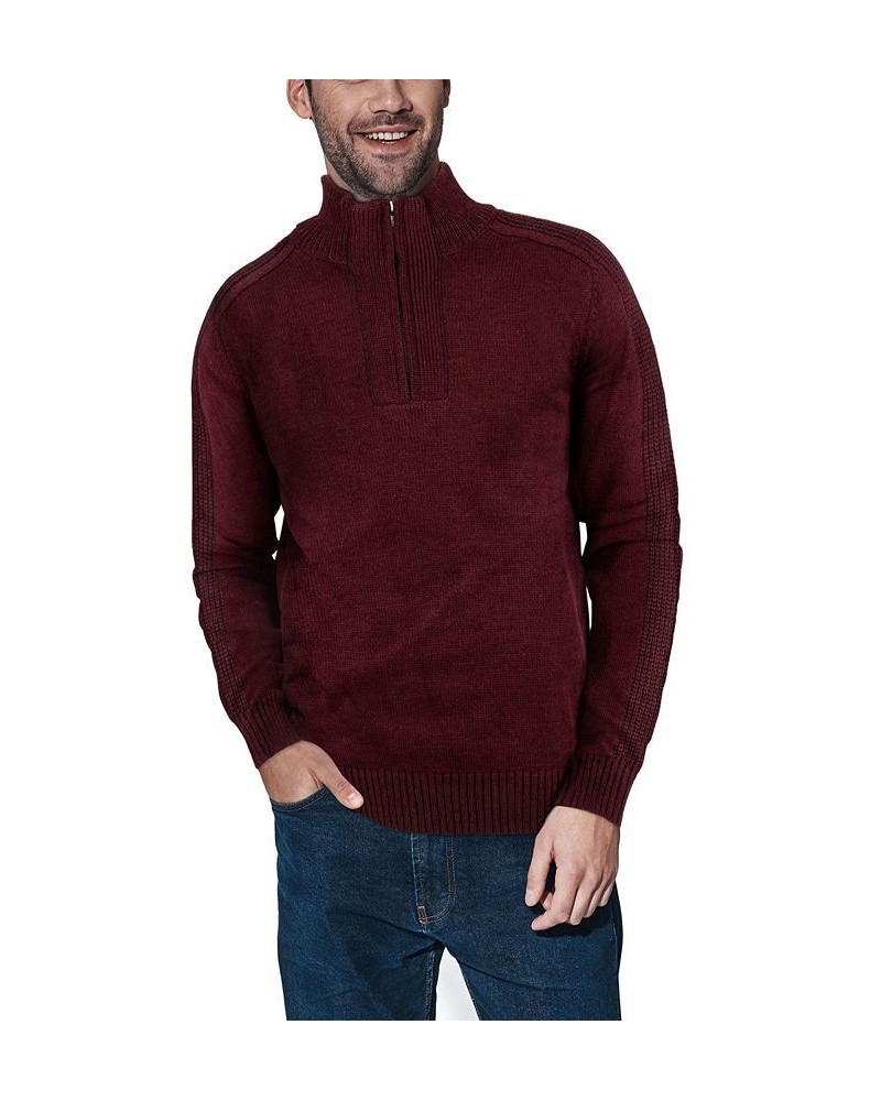 Men's Quarter-Zip Pullover Sweater Burgundy Marled $25.49 Sweaters