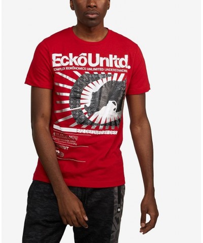 Men's Big and Tall Star Burst Graphic T-shirt Red $18.70 T-Shirts