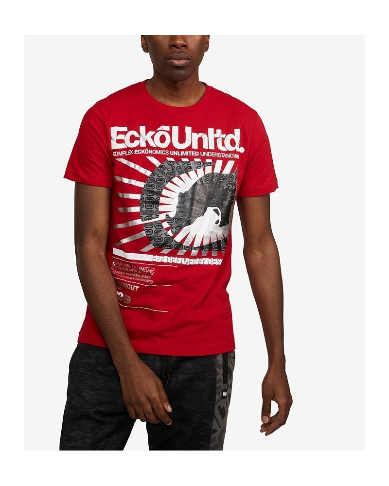 Men's Big and Tall Star Burst Graphic T-shirt Red $18.70 T-Shirts