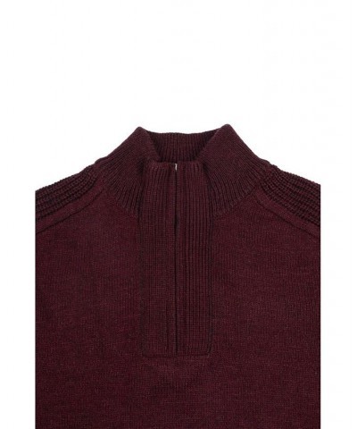 Men's Quarter-Zip Pullover Sweater Burgundy Marled $25.49 Sweaters