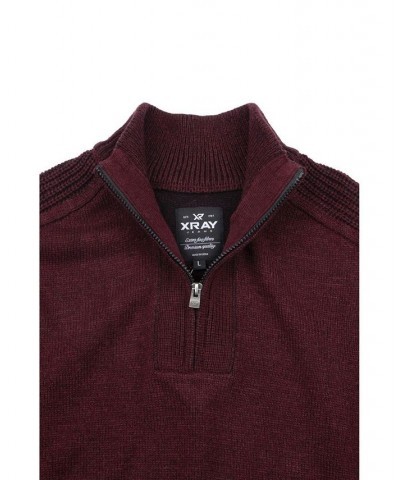 Men's Quarter-Zip Pullover Sweater Burgundy Marled $25.49 Sweaters