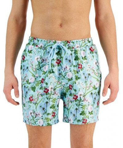 Men's Evan Garden Quick-Dry Floral-Print 5" Swim Trunks Blue $16.49 Swimsuits