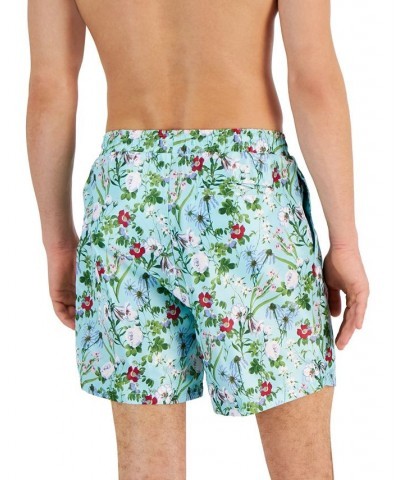 Men's Evan Garden Quick-Dry Floral-Print 5" Swim Trunks Blue $16.49 Swimsuits