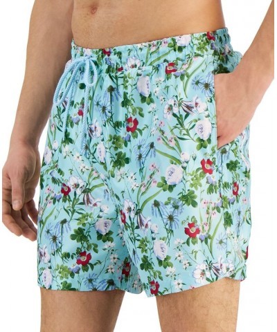 Men's Evan Garden Quick-Dry Floral-Print 5" Swim Trunks Blue $16.49 Swimsuits